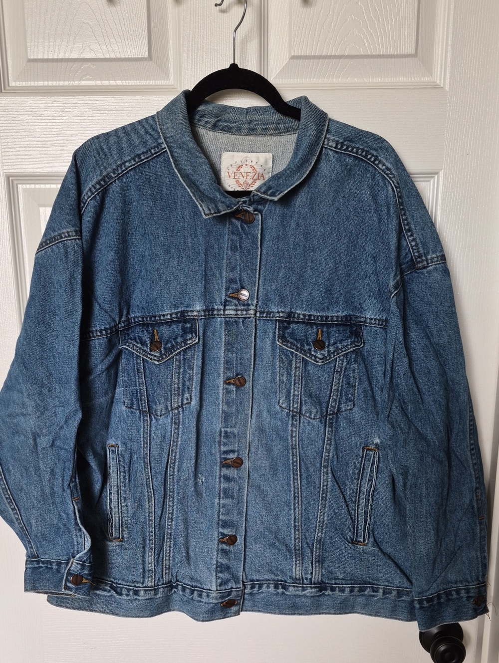 VINTAGE 90'S Venezia Washed Blue Denim Jacket Size 18/20